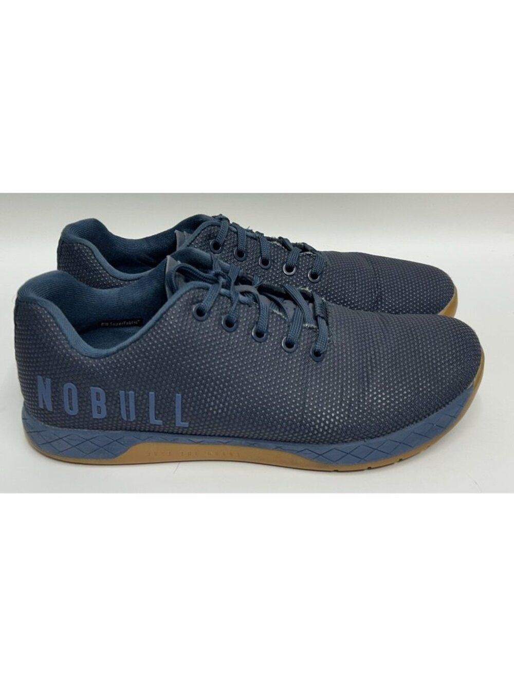 NOBULL SuperFabric Outwork Trainers Shoes Mens 10.5/Womens 12 Navy Blue Gum Sole